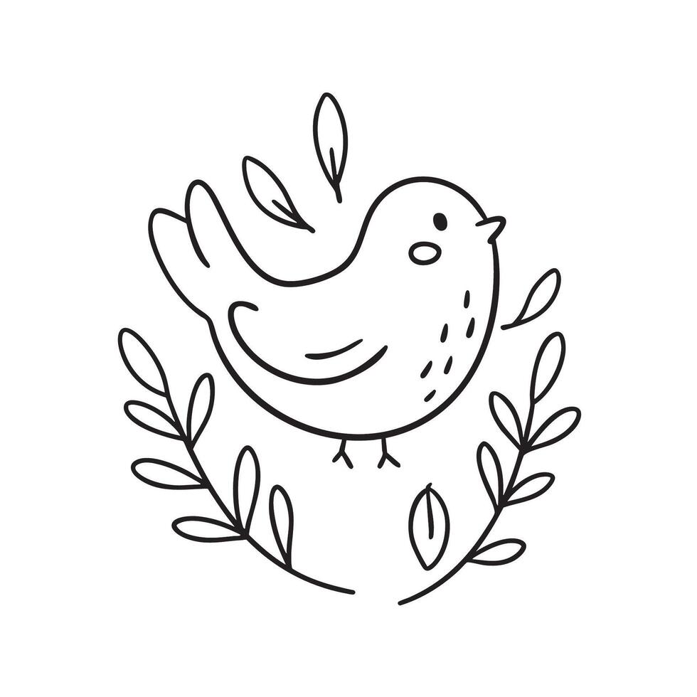 A bird darting between leaves in dense underbrush vector