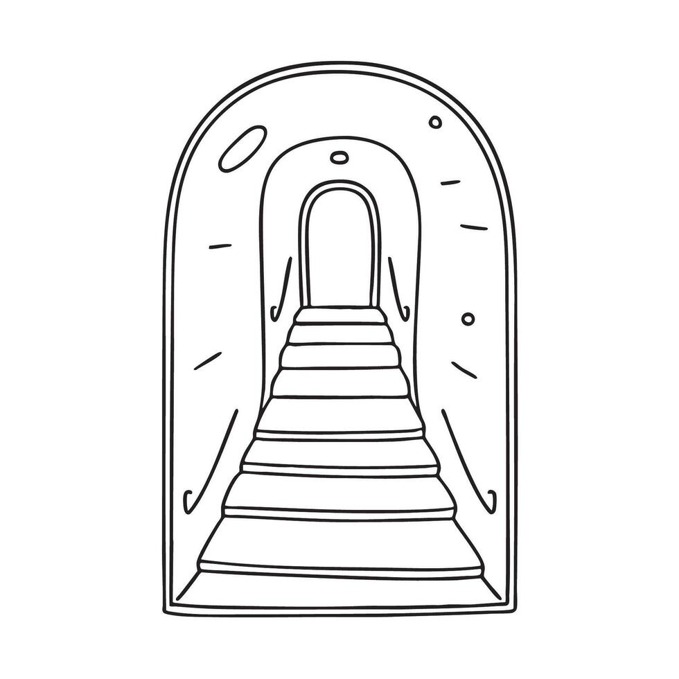 A compact stairwell going into an underground kitchen vector