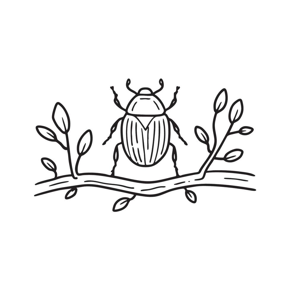 A bug moving across fallen twigs in the underbrush vector