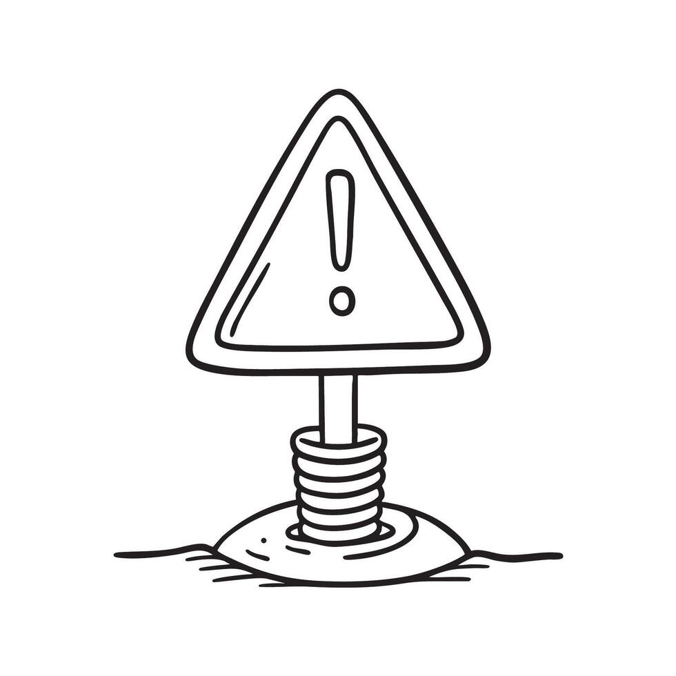 A warning sign installed above an underground cable zone vector