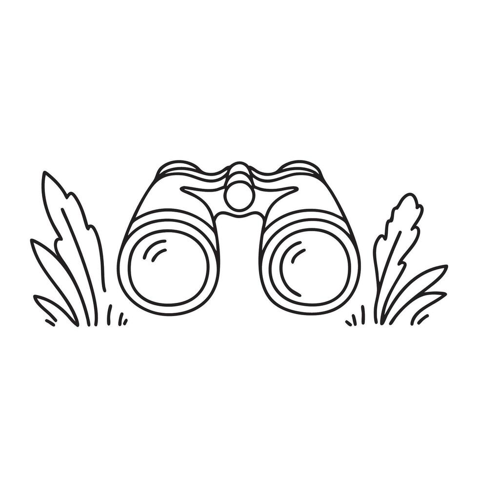 A pair of binoculars dropped near the forest underbrush vector