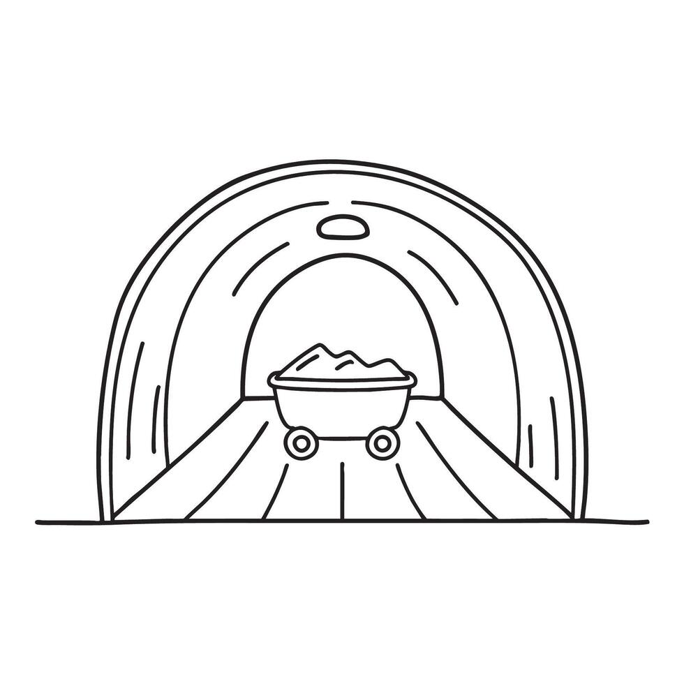 A cart rolling through an empty tunnel under the road vector