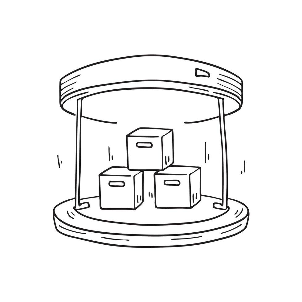 Boxes tagged as supplies placed in an underground storage vector