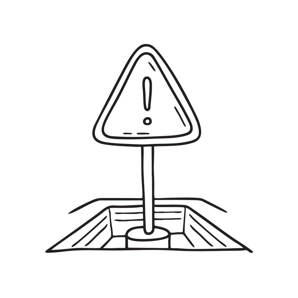 A notice board placed over buried cable area vector