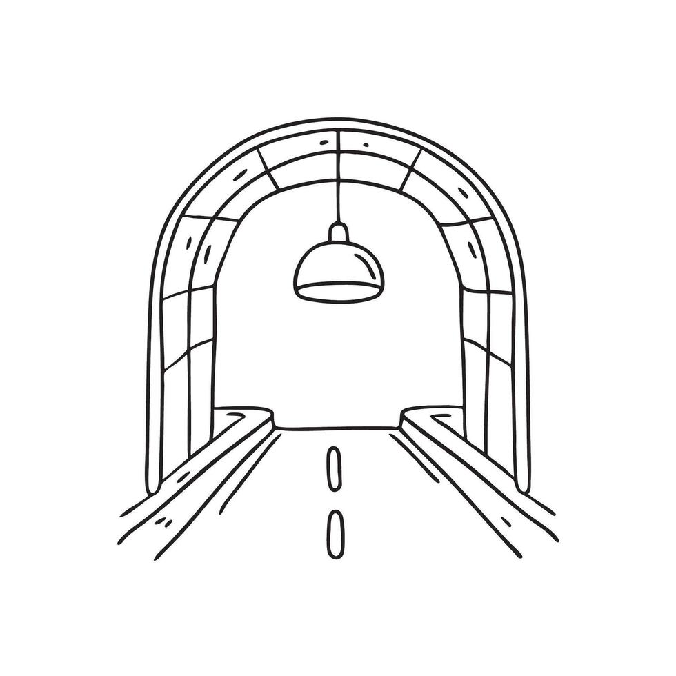 A ceiling lamp mounted above walkway in an underpass vector
