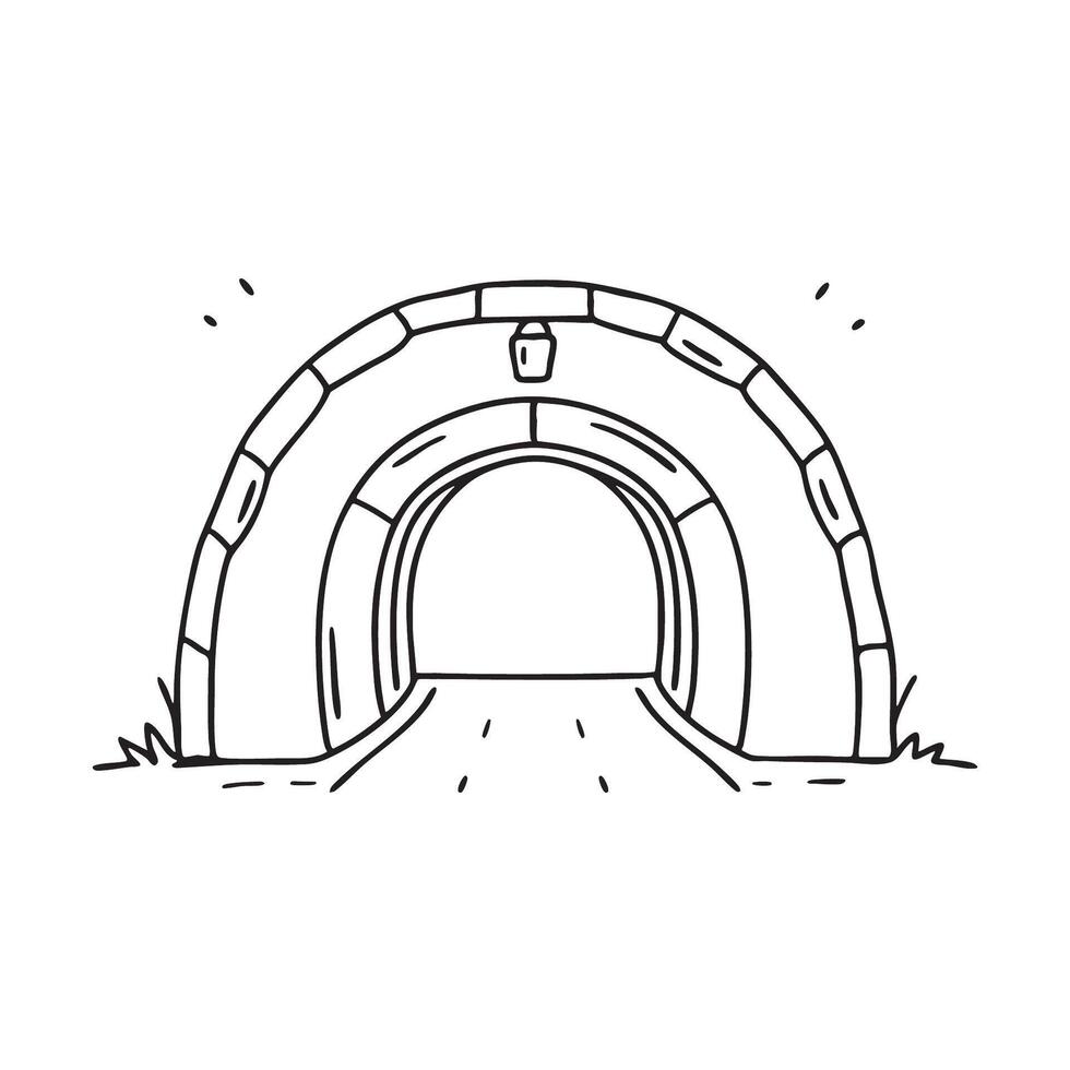 A tunnel mouth providing access to an underground storage area vector