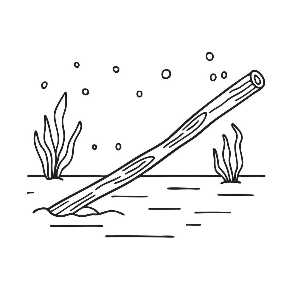 A wooden stick settled quietly on the bottom of a pool vector