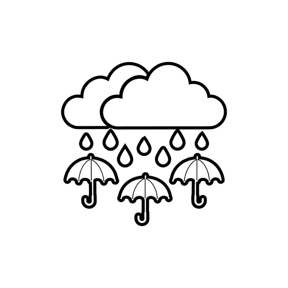 Rain cloud floating above an umbrella illustration vector