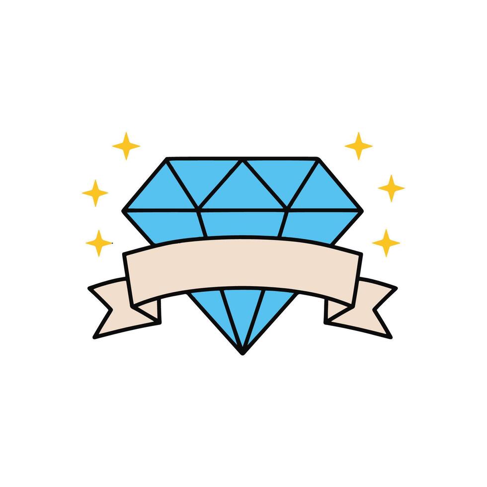 Simple drawing of a diamond tied with a ribbon vector