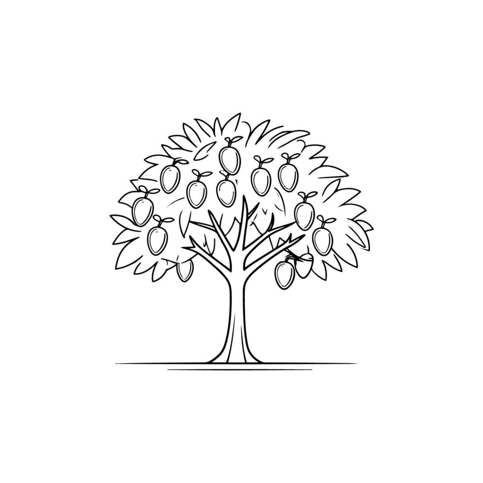An Illustration of a Tree Growing Mangoes vector