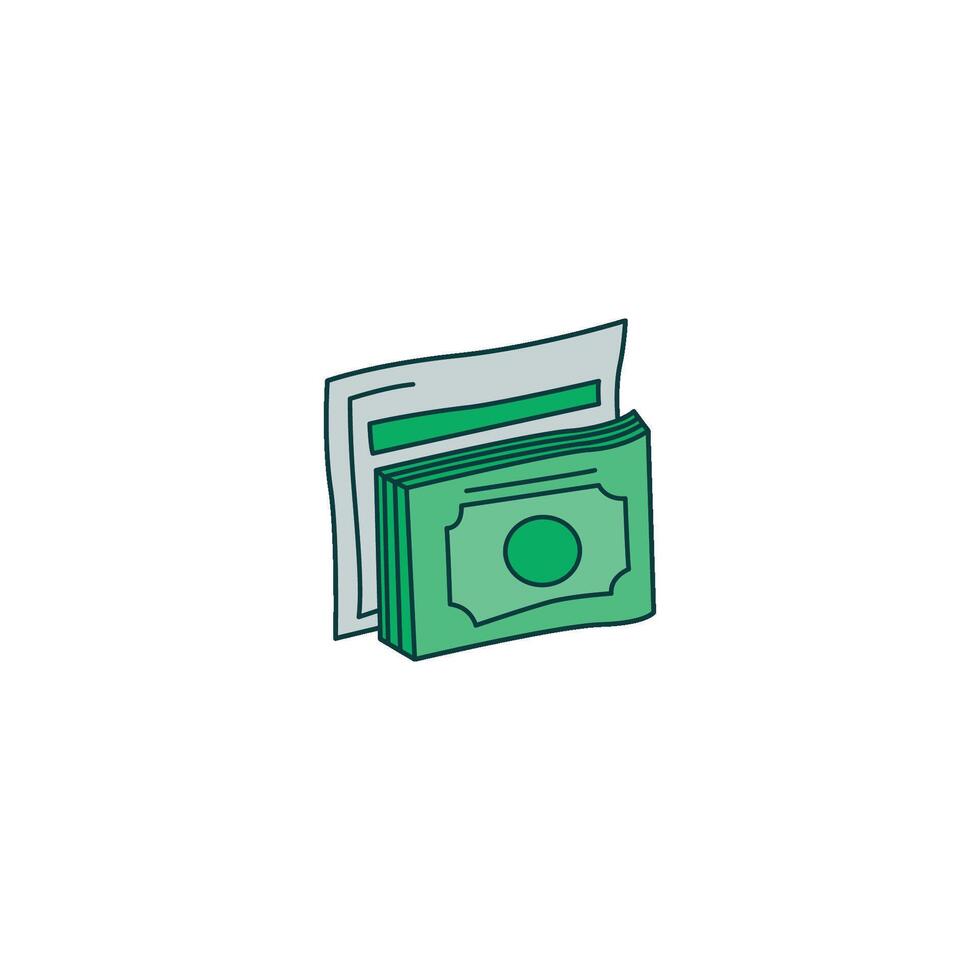 An icon of a stack of paper money with green coloring, representing Arabic banknotes like Dirham or Riyal. This symbolizes cash transactions, daily finance, and currency in the Middle East. vector