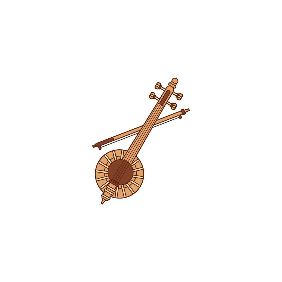 An icon depicting a Rababa, another type of spiked fiddle, similar to Kamancheh but often more rustic, used in Bedouin and folk music. This symbolizes traditional folk string instruments. vector