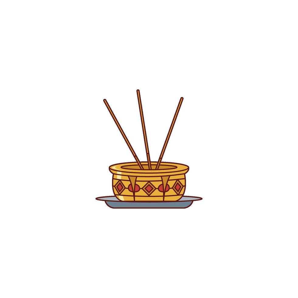 An icon depicting several incense sticks or oud sticks in a holder. This symbolizes the use of aromatic sticks to create a pleasant atmosphere in homes, reflecting Middle Eastern hospitality. vector