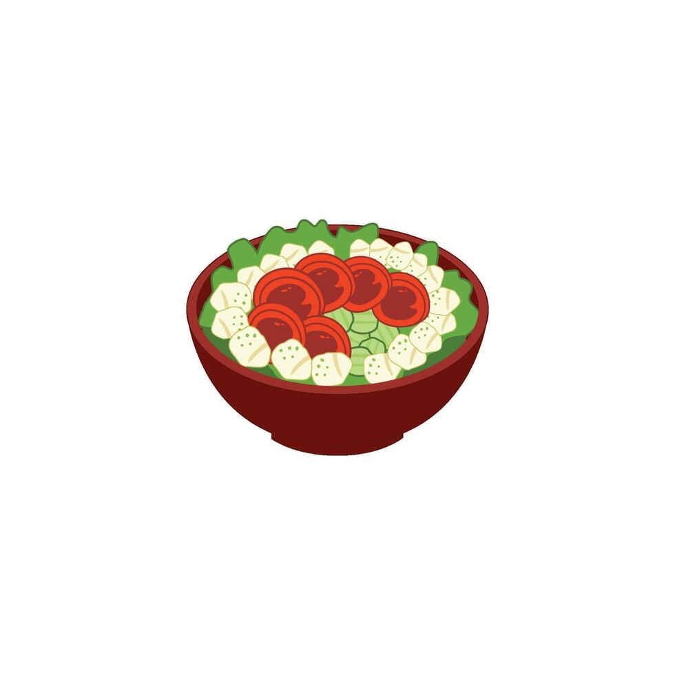 An icon of a bowl filled with tabbouleh salad, showing finely chopped parsley, tomatoes, and bulgur. This represents tabbouleh, a refreshing and healthy Middle Eastern salad. vector
