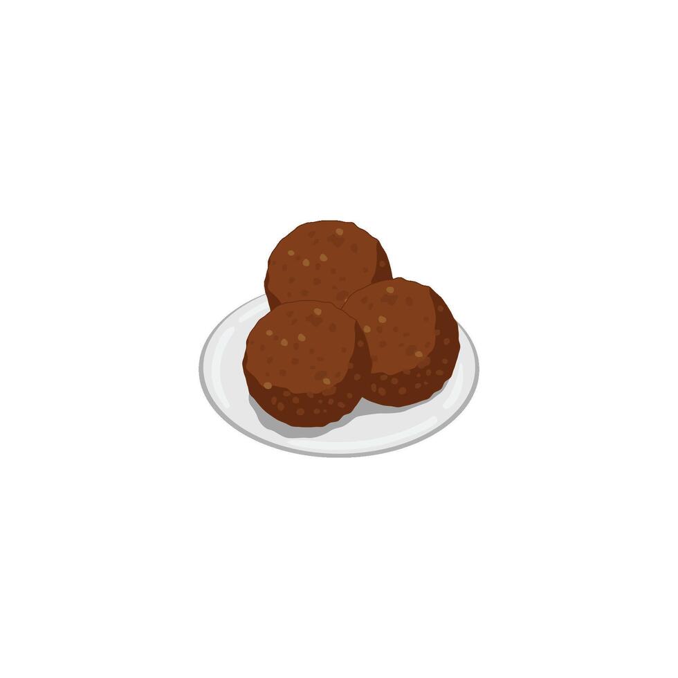 An icon showing a plate of several round, deep-fried falafel balls. This represents falafel, a widely popular Middle Eastern vegetarian dish made from ground chickpeas or fava beans. vector