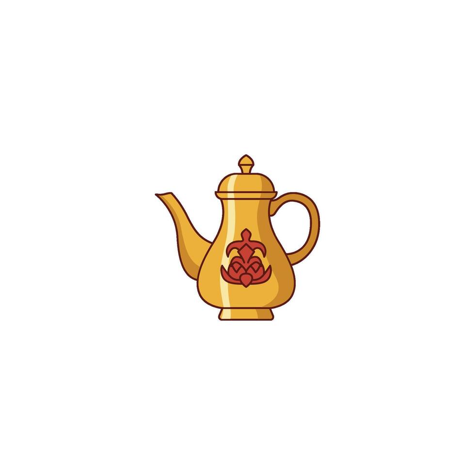 An icon depicting a beautifully decorated tea kettle or teapot, often used for brewing and serving Middle Eastern tea. This symbolizes the warmth and importance of tea in Arab hospitality. vector