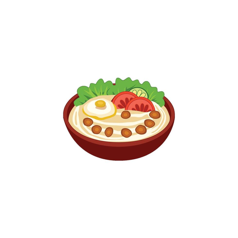 An icon of a bowl containing a stew-like dish with beans, topped with garnishes like tomatoes and eggs. vector