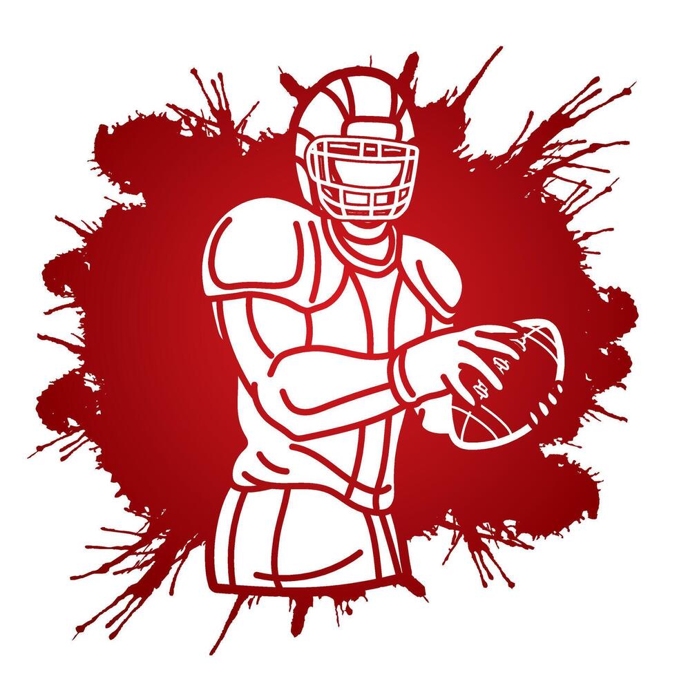 American Football Player Action Sport Cartoon Graphic vector