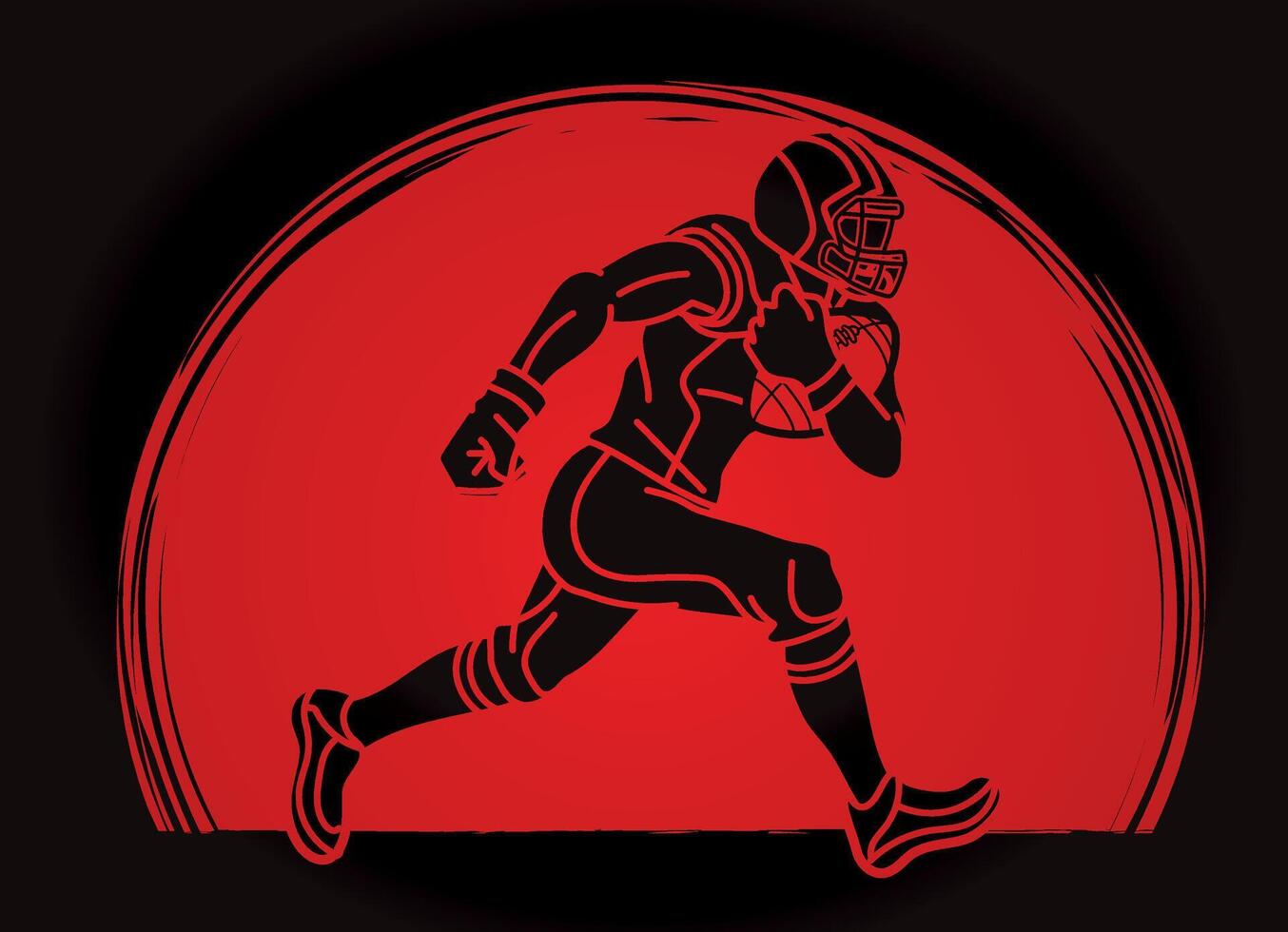 American Football Player Silhouette Running Action Sport vector