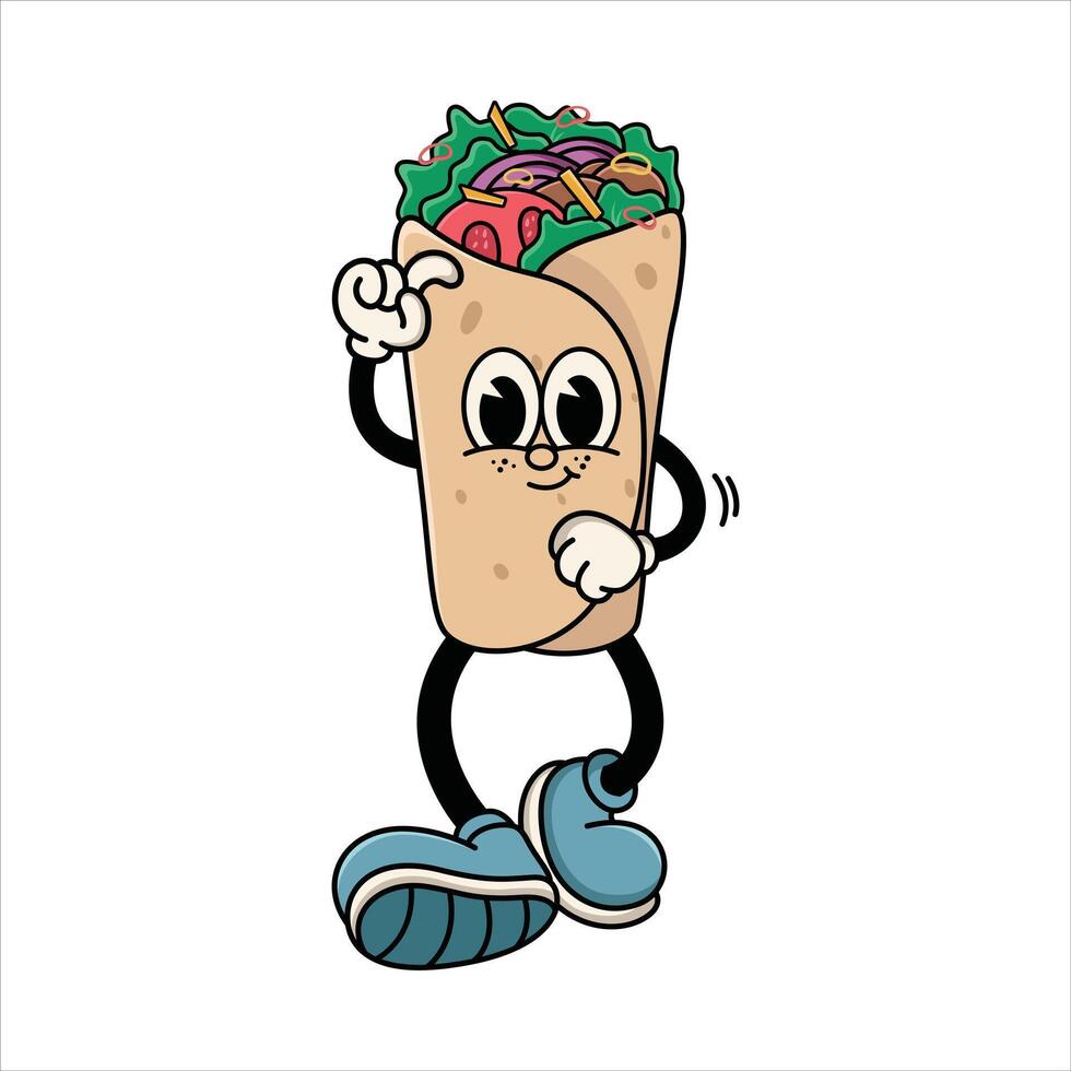 Cute Burrito Cartoon Character with Shy Expression vector
