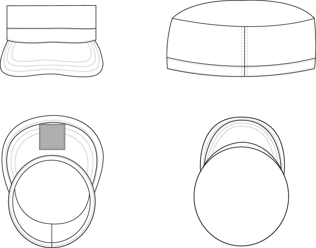 Beanie Hat Front and Back Illustration, Simple Knit Cap Design with Detailed View vector