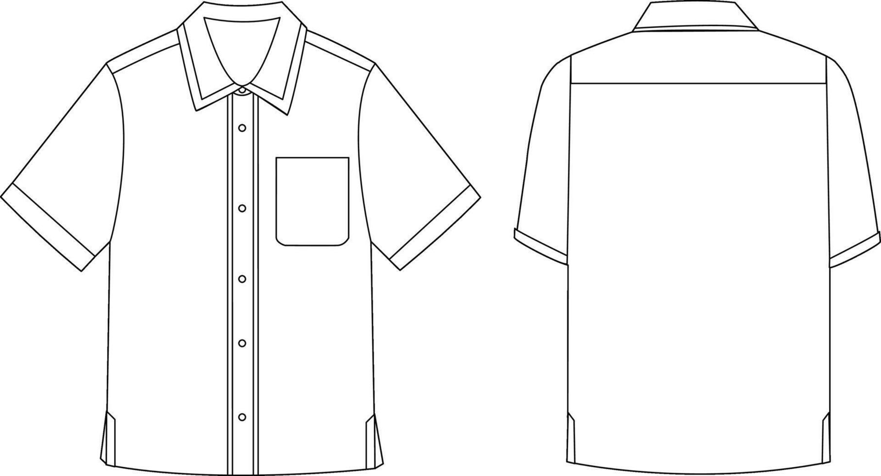 Men's Casual Shirt Front and Back Illustration, Modern Button-Up Short Sleeve Shirt Design vector