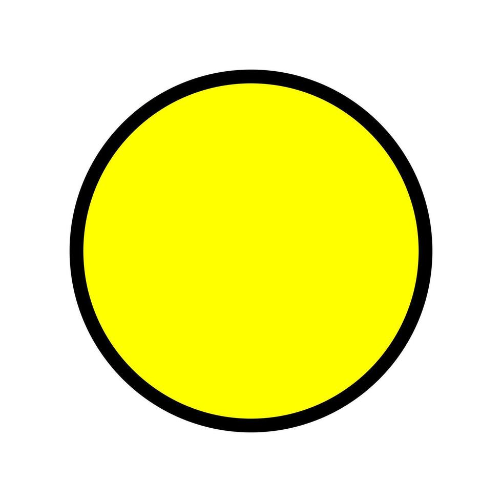 simple yellow circle icon with black outline design vector