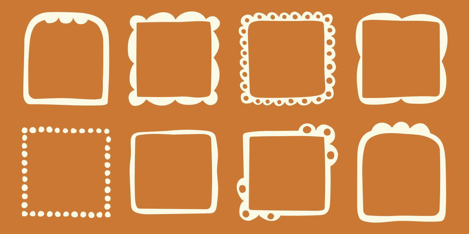 set of hand drawn cut out style frames and borders - abstract design elements for decoration or logo design templates, prints, placards, posts in modern minimalist style vector