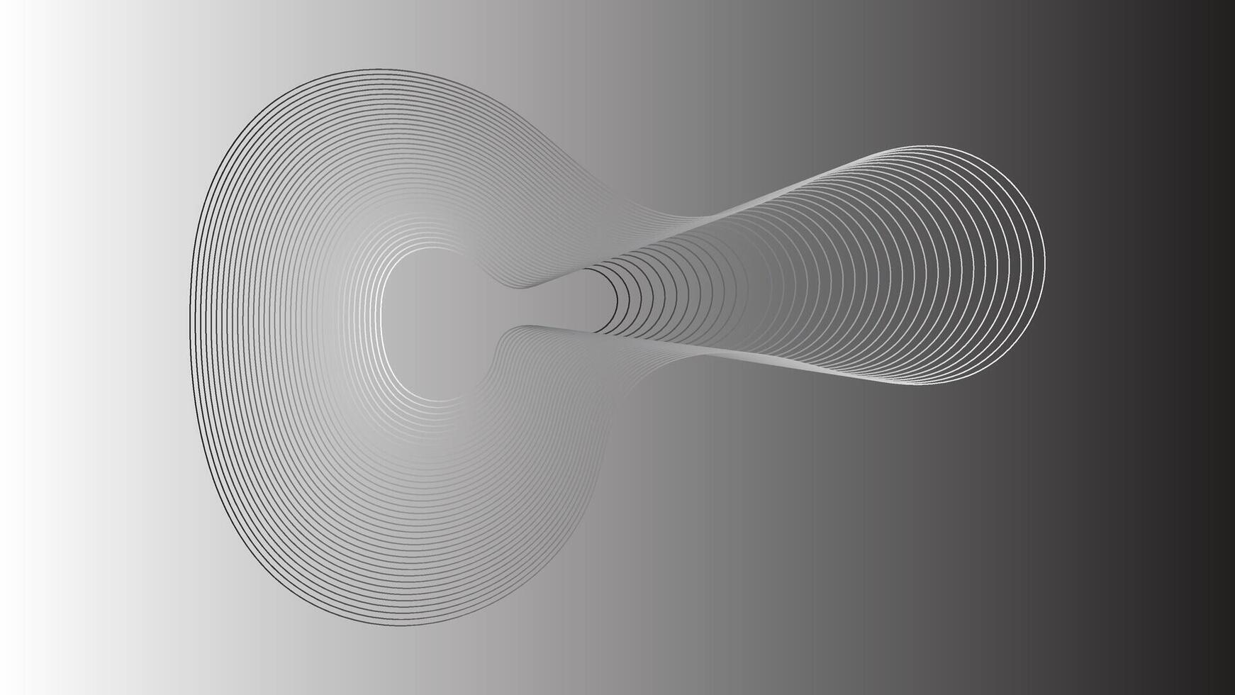 Monochrome abstract radial wave gradient flow background vector