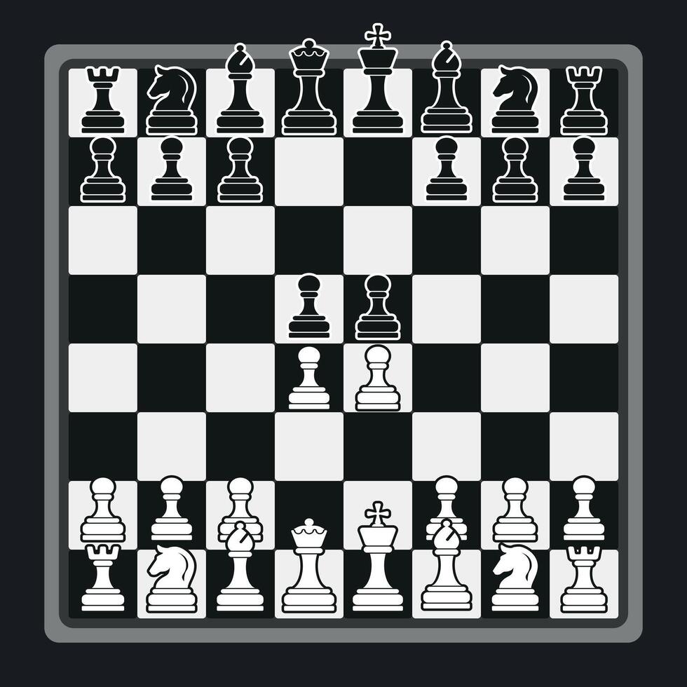 chess board with black and white pieces vector