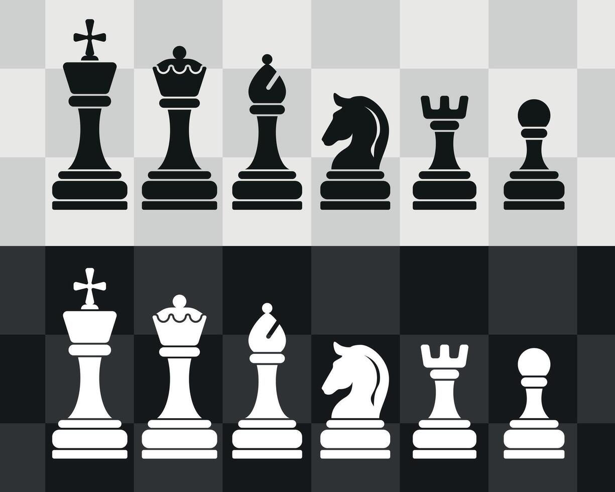 chess board and chess pieces icon set vector