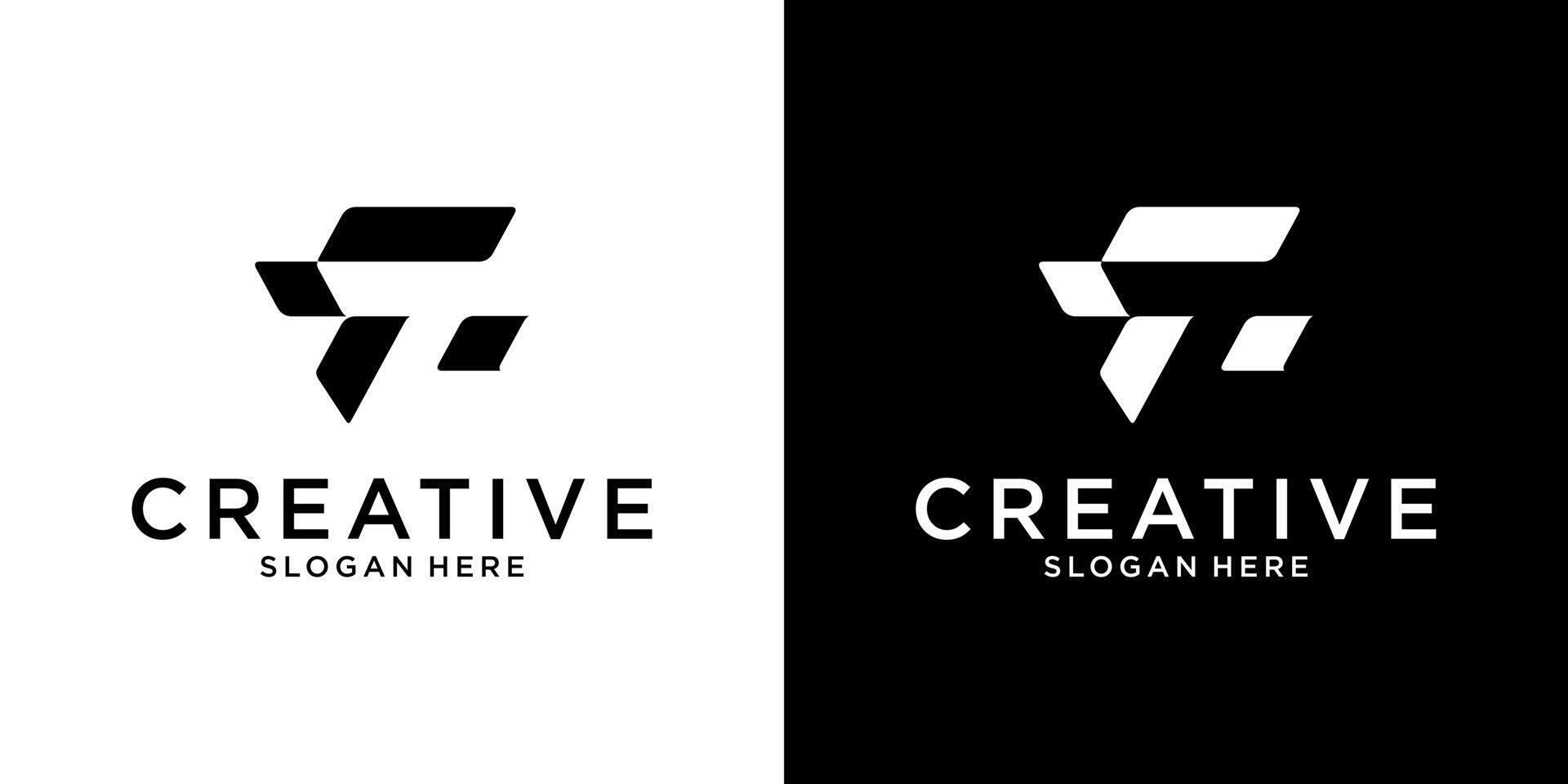 FT or TF initial letter logo design vector