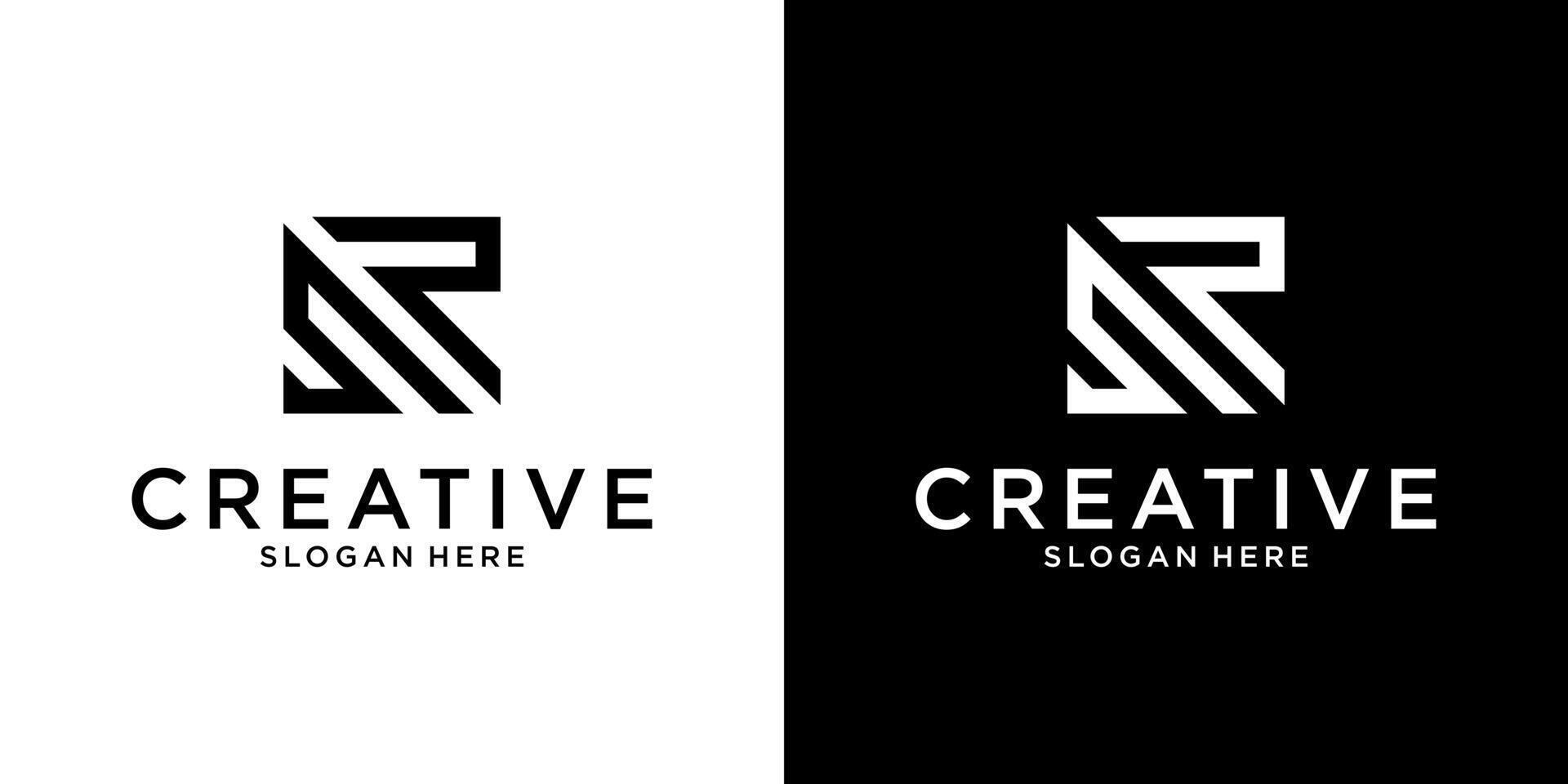 SR or RS initial letter logo design template vector