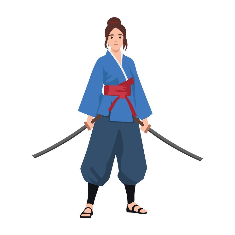 Fearless Female Samurai Warrior. vector
