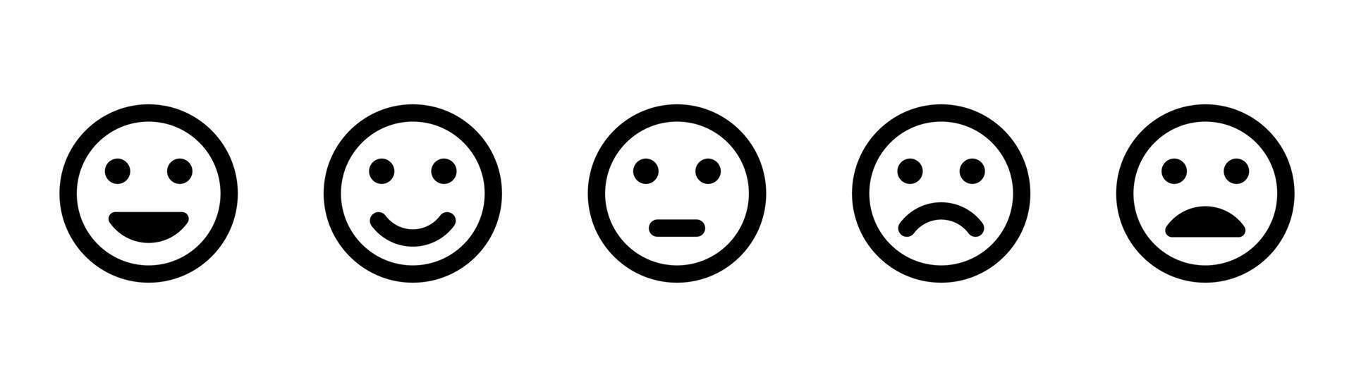Feedback emoji icons . Good and bad emoticon signs. Happy and Sad reactions. Feedback or rating icon set, happy, neutral, sad, emojis. vector