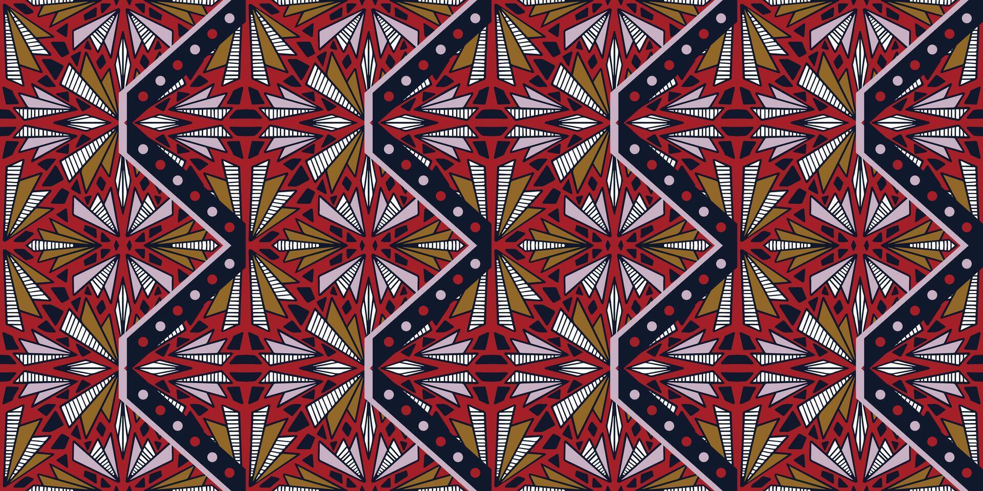 African ethnic traditional red and black pattern. vector