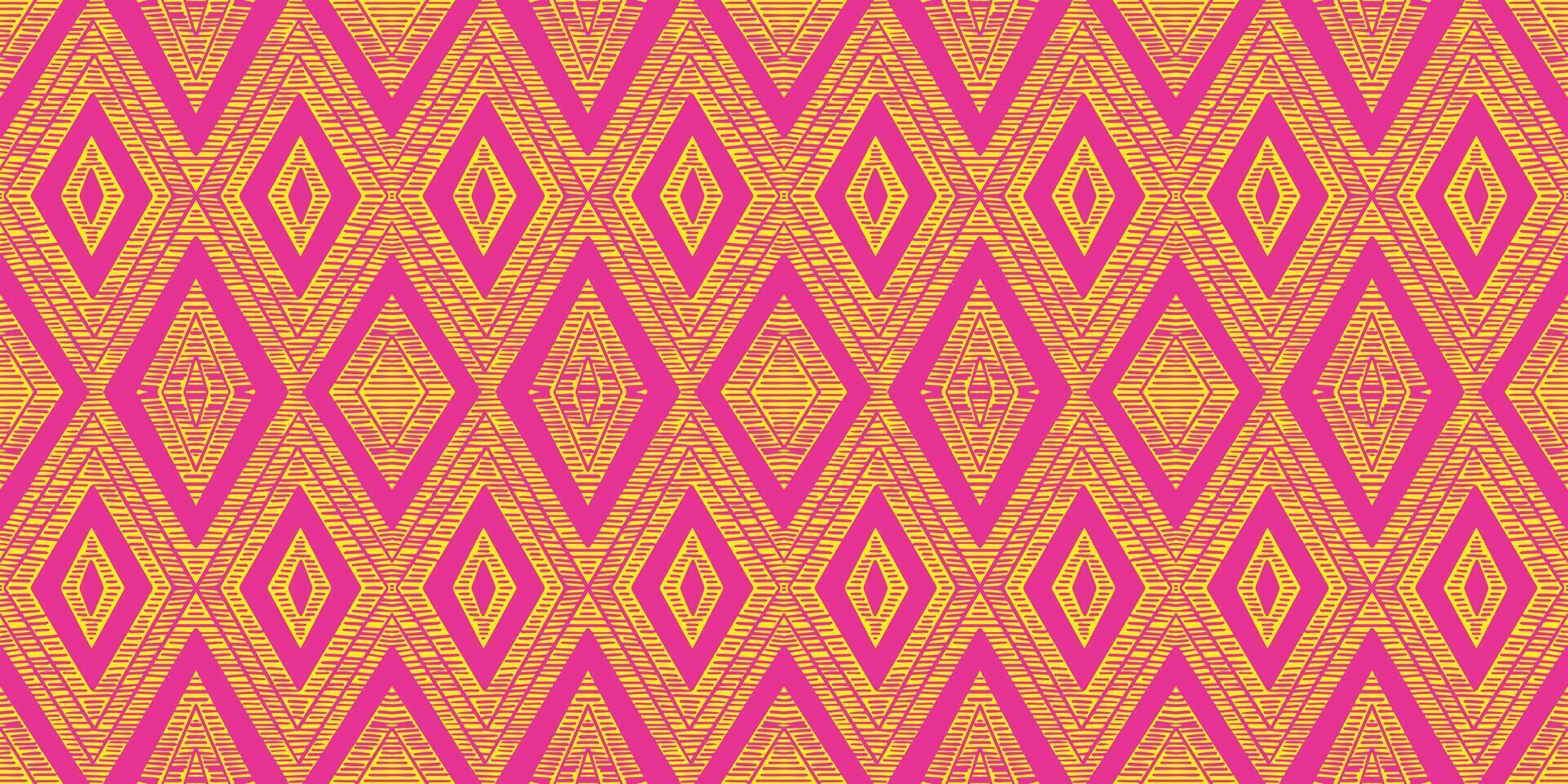 Beautiful Ikat art. The Navajo seamless colorful pattern in tribal, folk embroidery, pink Aztec geometric rhombus art ornament print.Design for carpet, wallpaper, clothing, wrapping, and fabric. vector