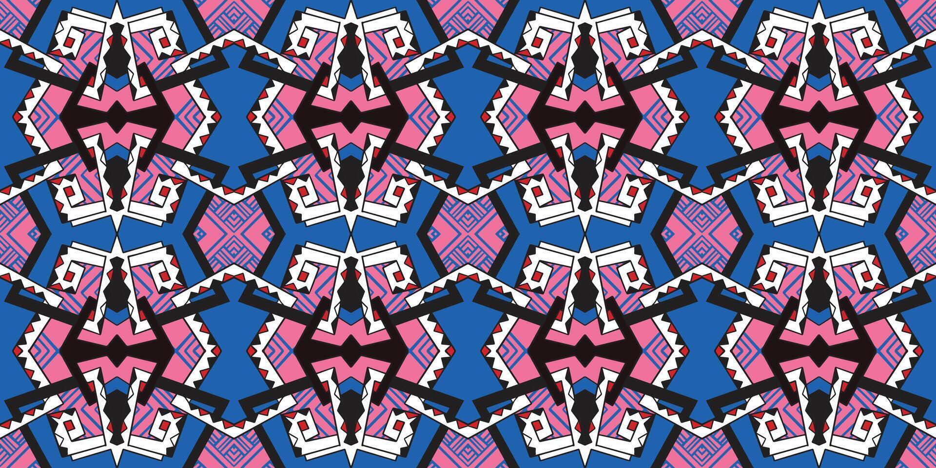 Pattern abstract. African ethnic traditional blue pink pattern. seamless beautiful Kitenge, chitenge style. fashion design in colorful. Geometric abstract motif. Ankara prints, African wax prints. vector