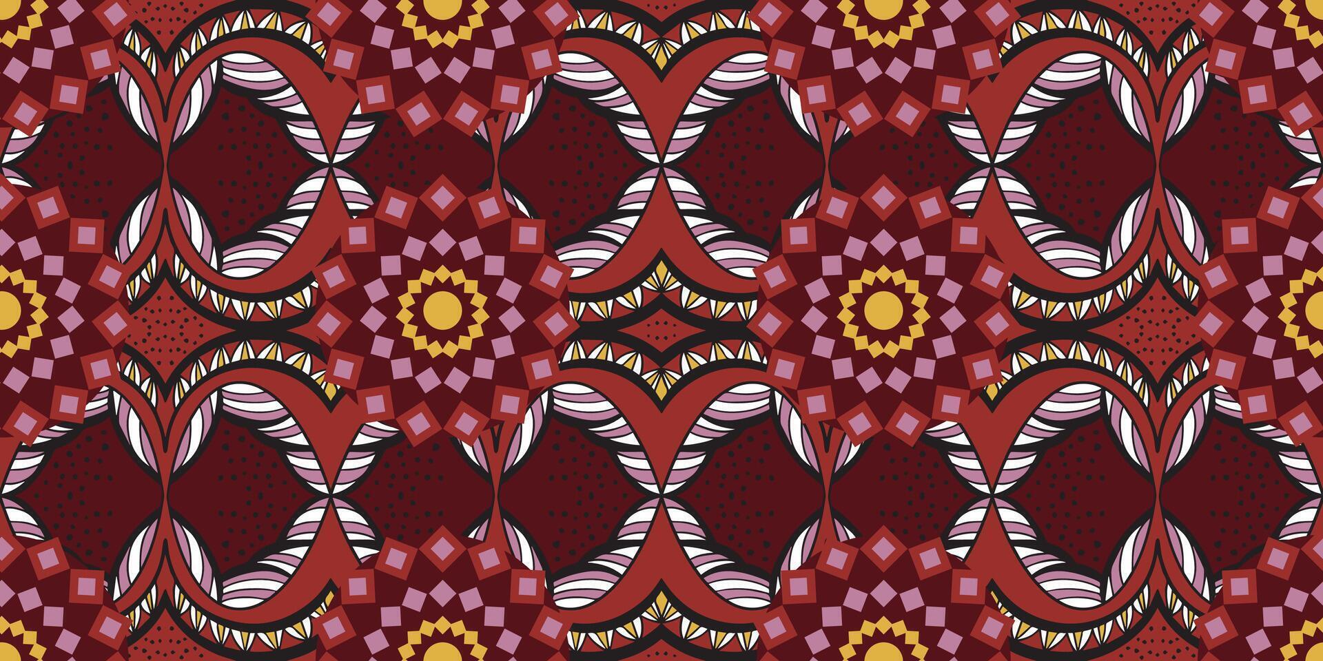 African motif ethnic traditional pattern. seamless beautiful red color. pattern for fashion. Geometric abstract motif. African wax prints. circle pattern African design. Beautiful fashion design. vector