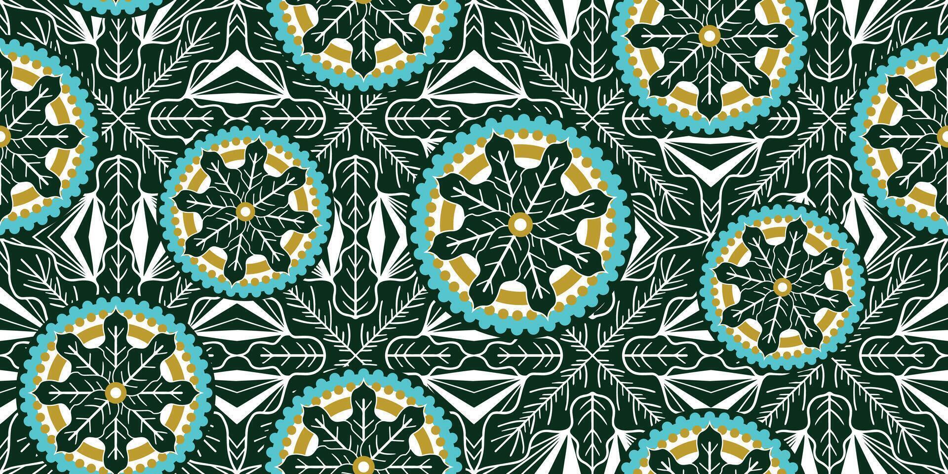 African motif ethnic traditional pattern. seamless beautiful green and blue color. pattern for fashion. Geometric abstract motif. African wax prints. circle pattern african design. vector