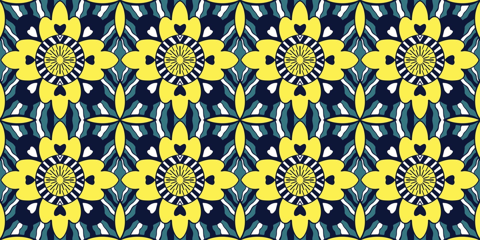 African ethnic traditional yellow, Blue pattern. seamless beautiful Kitenge, chitenge, dutch wax style. fashion design in colorful. botanical abstract motif. floral Ankara prints, vector