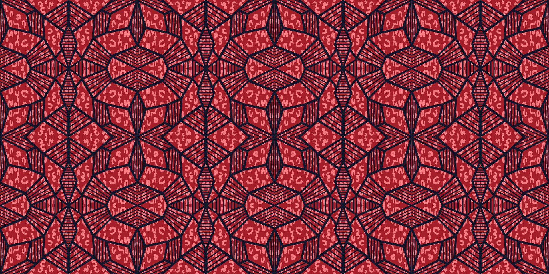 African ethnic traditional red, tangerine pattern. seamless beautiful Kitenge, chitenge style. fashion design. Geometric abstract motif. Ankara prints, African wax prints. vector