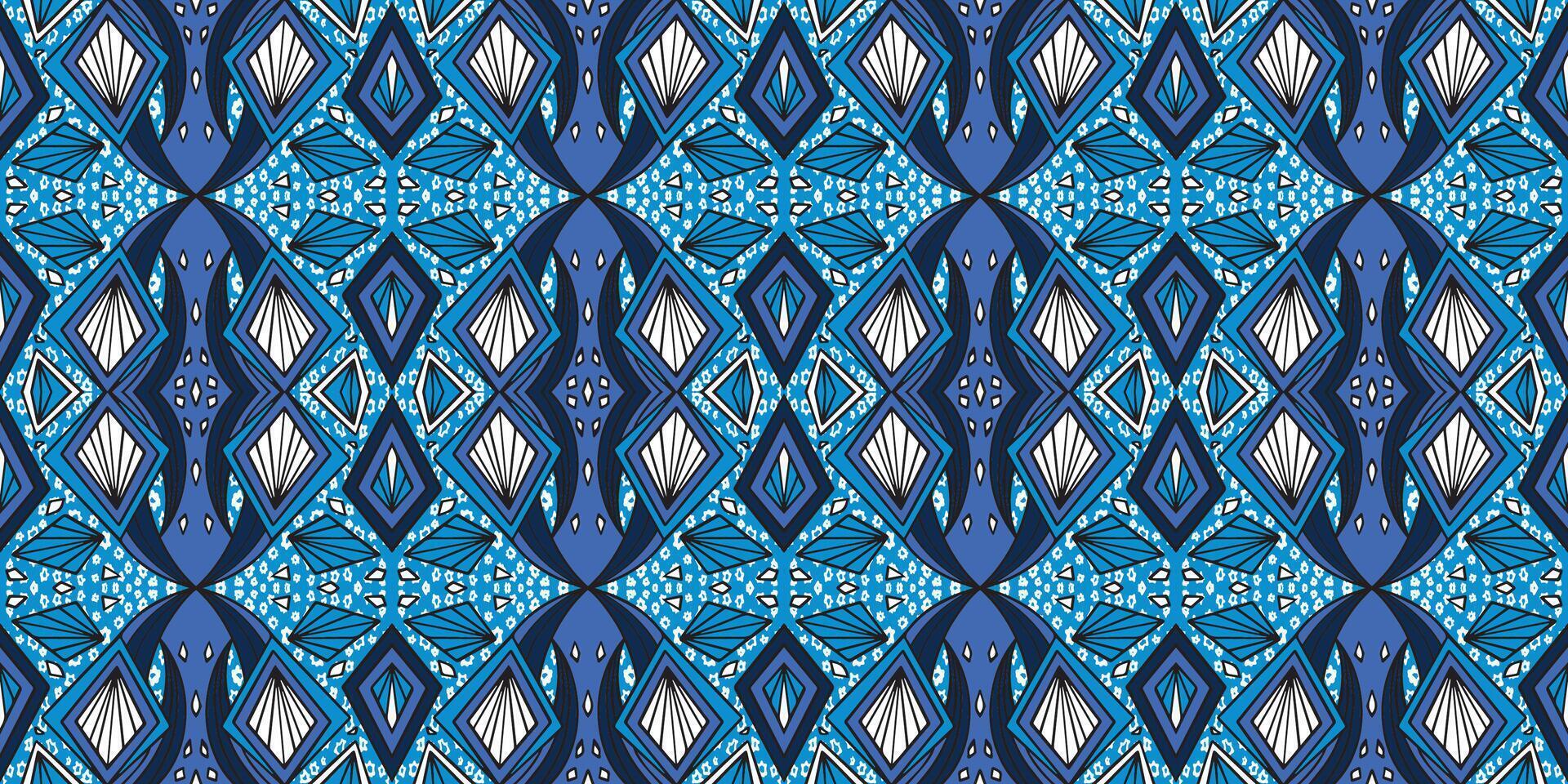 Geometric blue and white pattern design vector