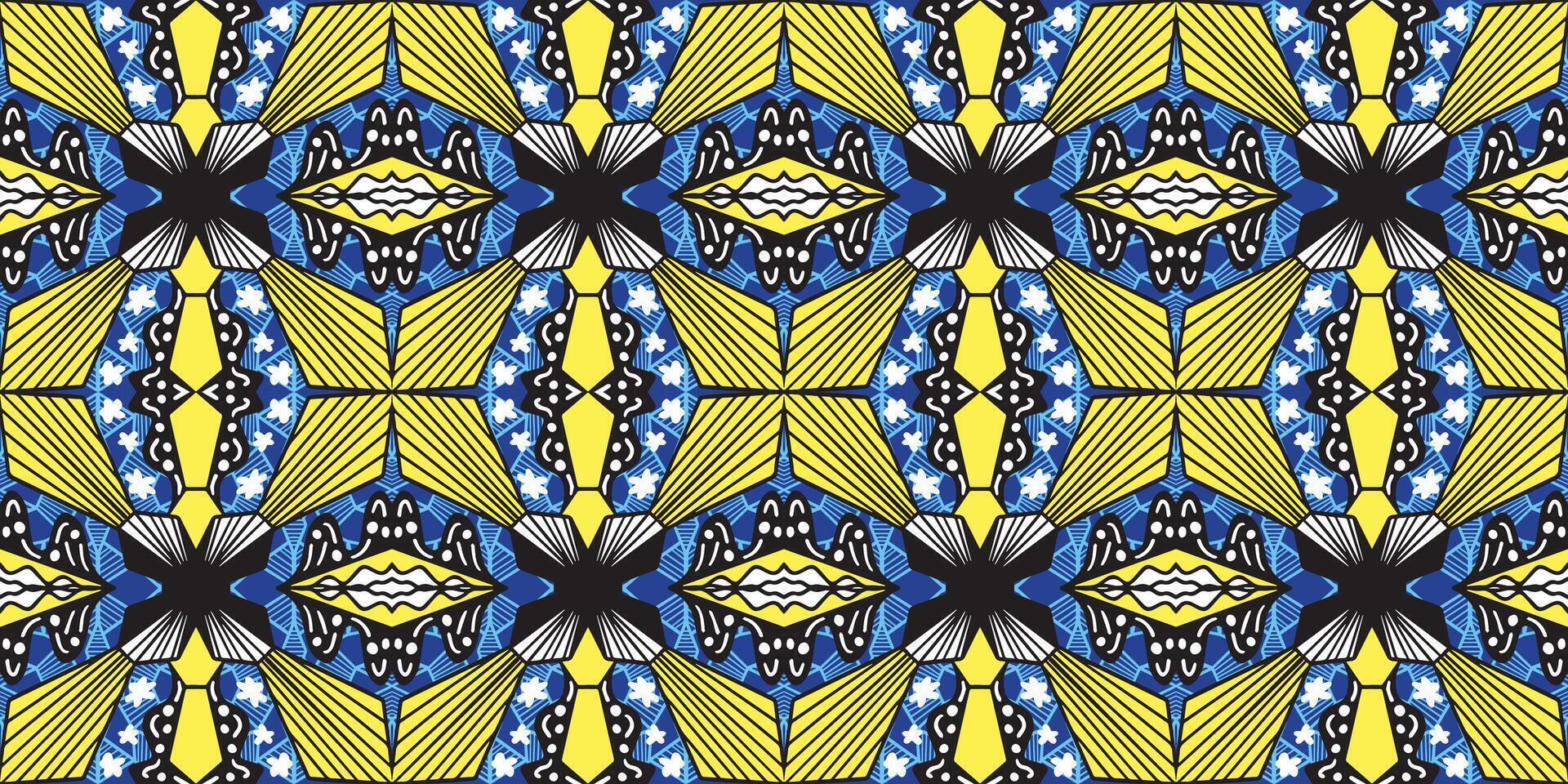 geometric pattern in blue and yellow vector