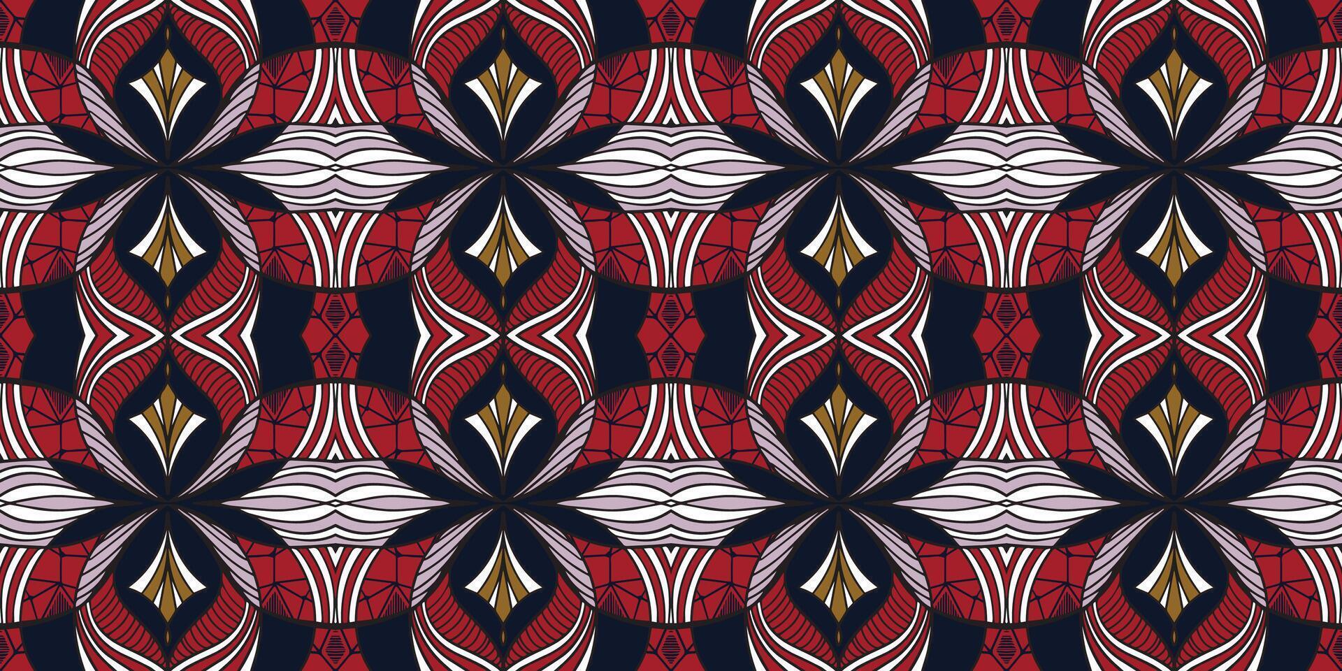 Geometric pattern in rich red and white vector