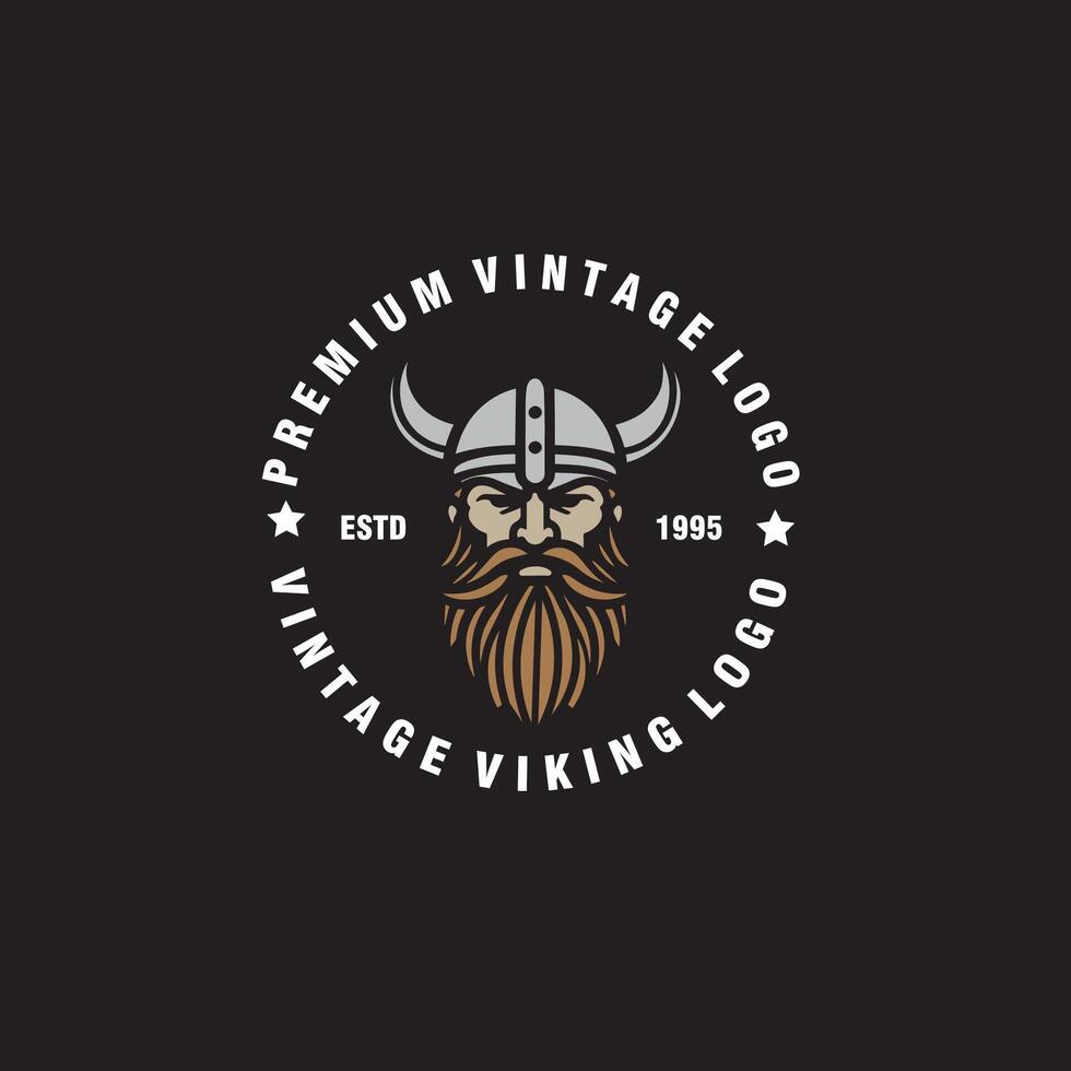 nordic viking badge label logo design illustration vector