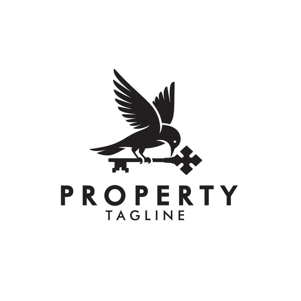 key and bird monochrome logo design graphic template vector