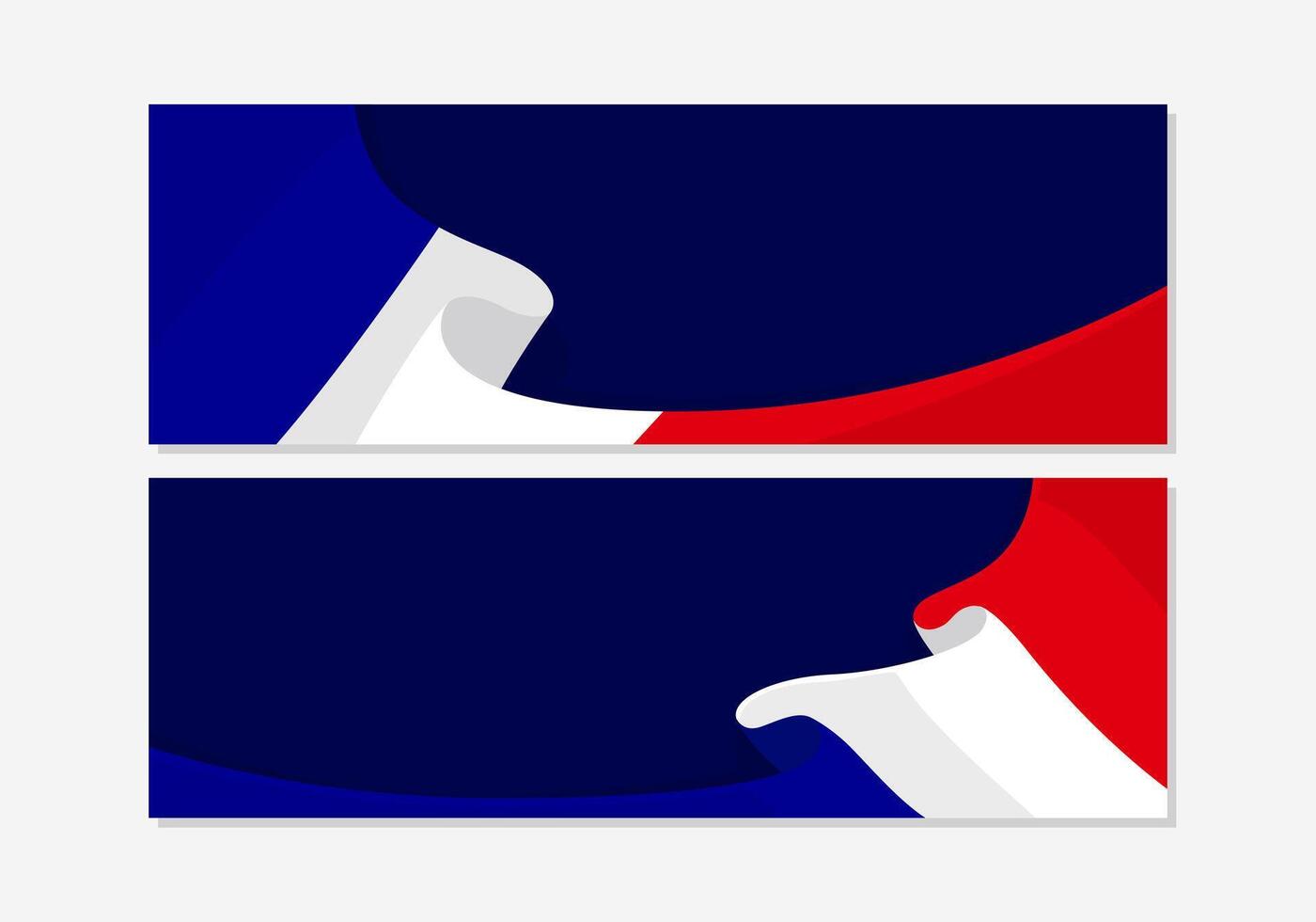 Isolated copy space banner template set with French flag and dark blue background suitable for advertisement banner related to Important day in French vector