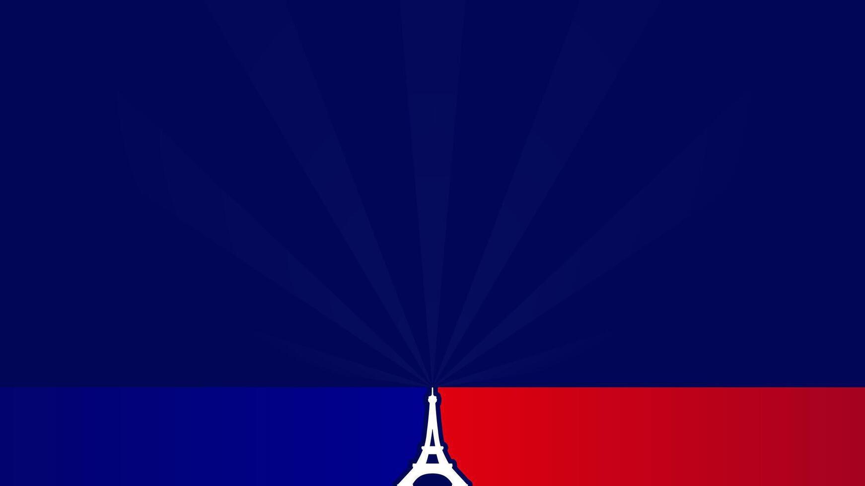 Blue copy space background Eiffel tower. France flag with Eiffel tower horizontal copy space background vector