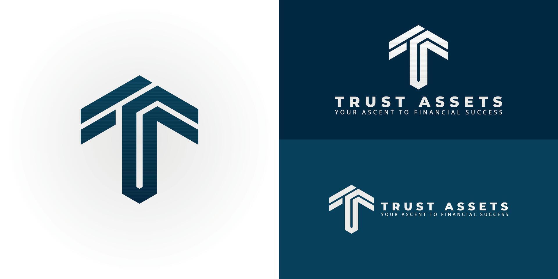 The dynamic TA emblem for finance and investment features an upward arrow that signifies growth, strategic direction, and reliable progress, effectively representing financial ascent and trust. vector
